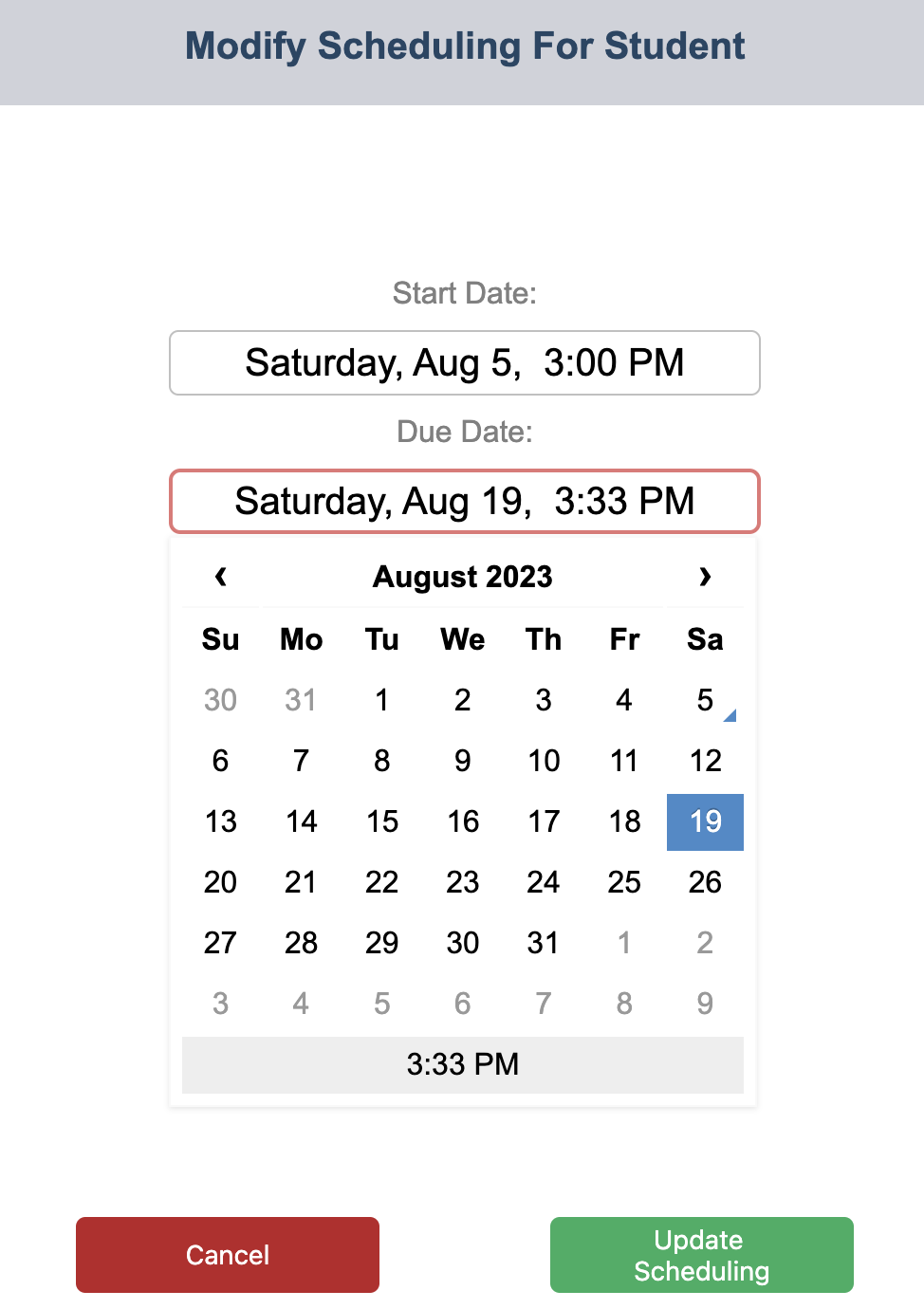 How to Extend the Due Dates of Assignments for Individual Students